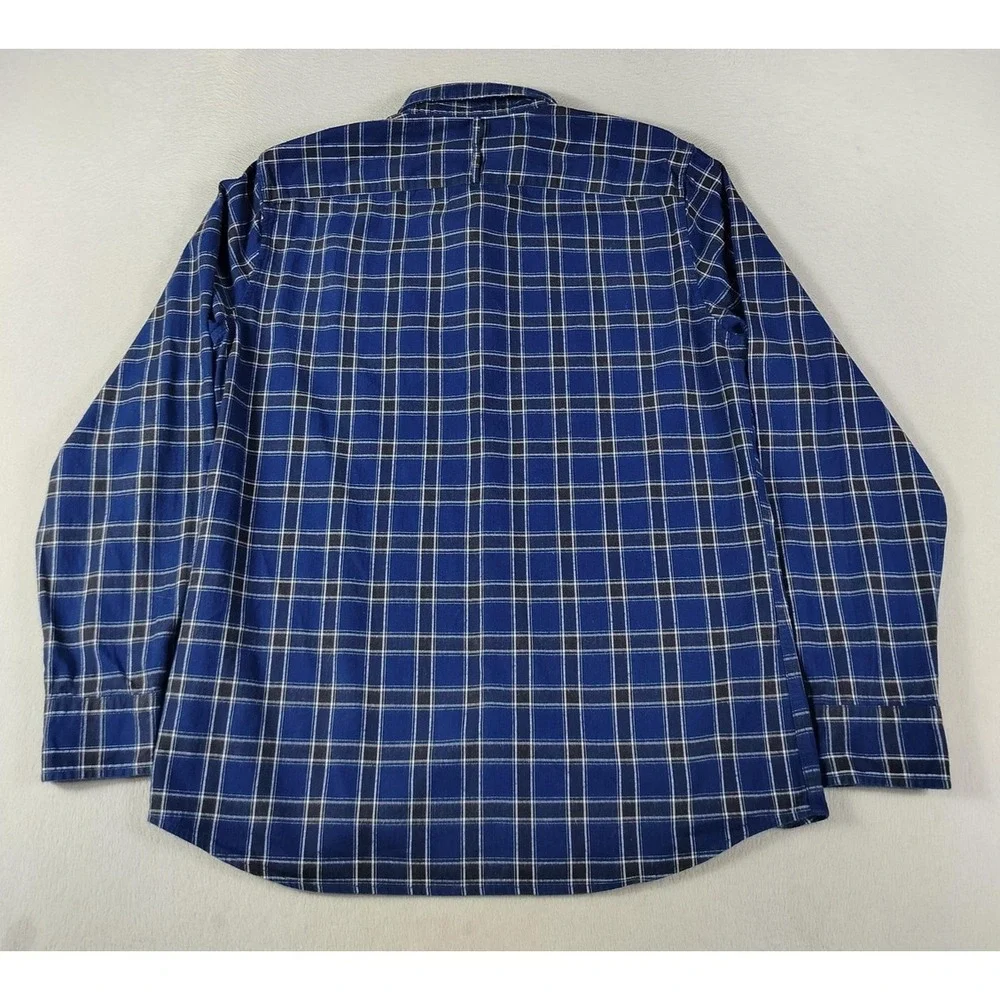Banana Republic Shirt Mens Large Blue Plaid Long Sleeve‎ Flannel Slim Fit Casual